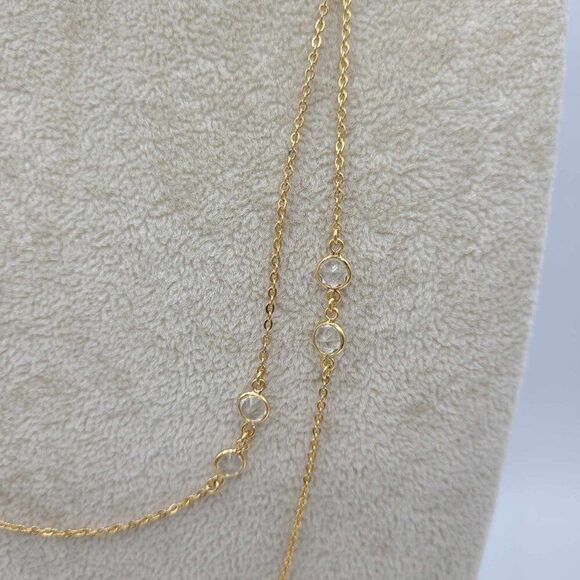 J Crew Gold Tone Chain with Bezel Set Crystals NWT!  NEW! - Picture 4 of 6